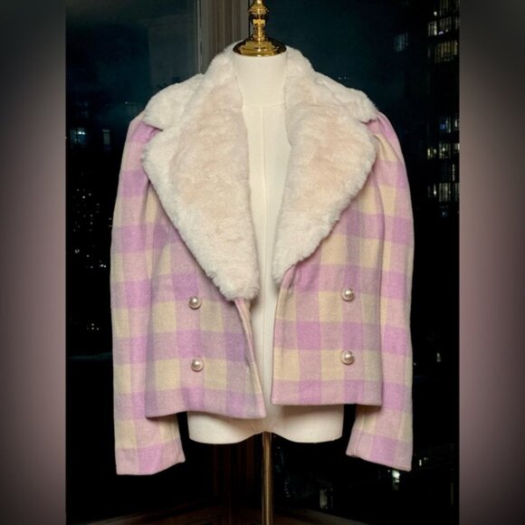🆕 LOVESHACKFANCY 🧿 NWOT Dumont Faux Fur Collared Jacket, Lavender - Sz XS - Picture 12 of 16